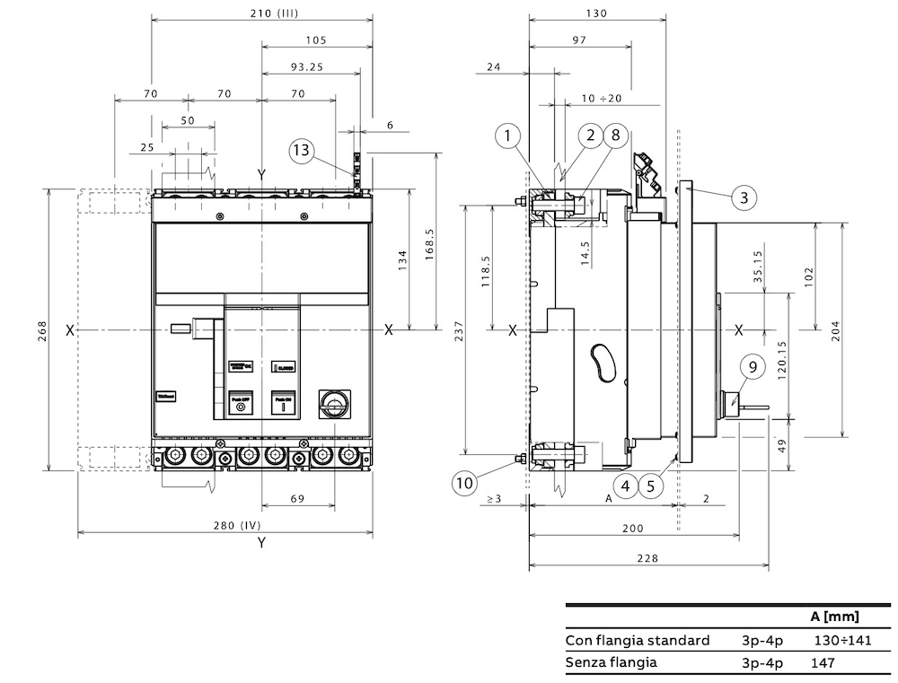 INTERRUTTORE AEG MCXT7 4P 1600A 50KA EL.LSIG